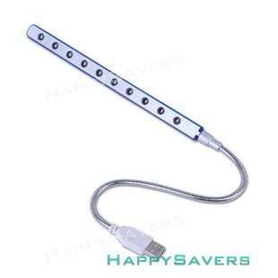 Flexible USB 10 LED Light Neck Lamp For Keyboard Reading Notebook Laptop PC