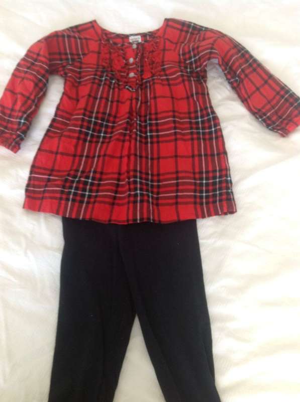 Baby girl two piece red check outfit size1.5-2years