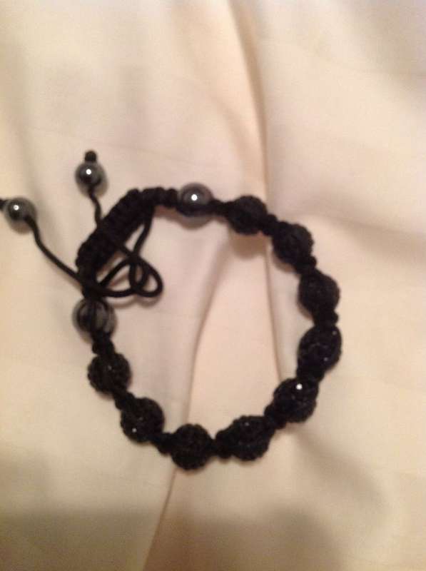 Crystal shambala bracelet in bold black