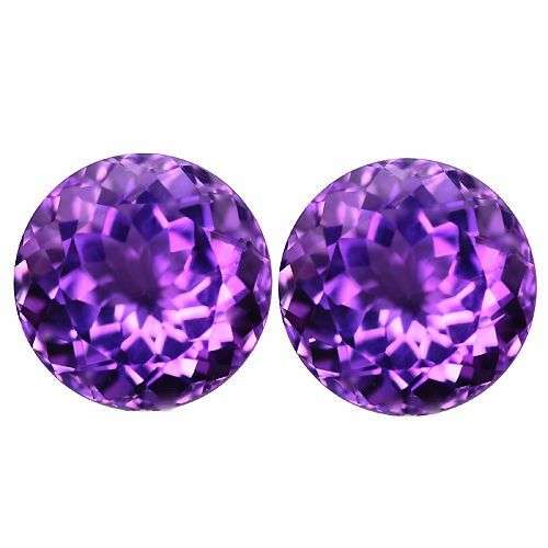 SIMPLY BEAUTIFUL 3.44CT. PAIR OF ROUND FACET 100% NATURAL PURPLE BLUE AMETHYSTS
