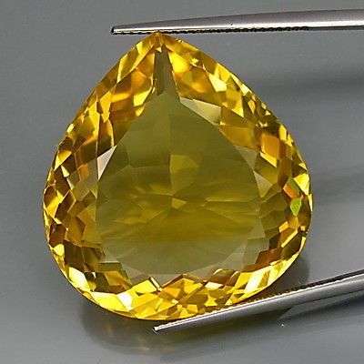 HUGE SPECTACULAR FLAWLESS 53.08CT. PEAR FACET 100% NATURAL SPLENDID GOLDEN CITRINE