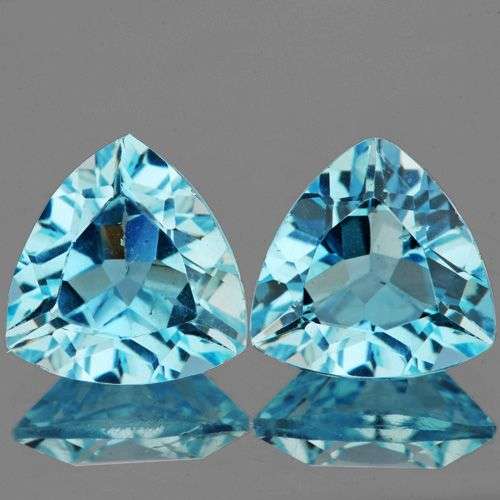 ABSOLUTELY GLORIOUS  PAIR OF 13.06CT. (2 PCS) TRILLION FACET 100% NATURAL SPARKLING SKY BLUE TOPAZ