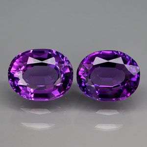 TOP QUALITY GEMSTONES -   5.35CT. PAIR OVAL FACET 100% NATURAL DEEP RICH PURPLE AMETHYST