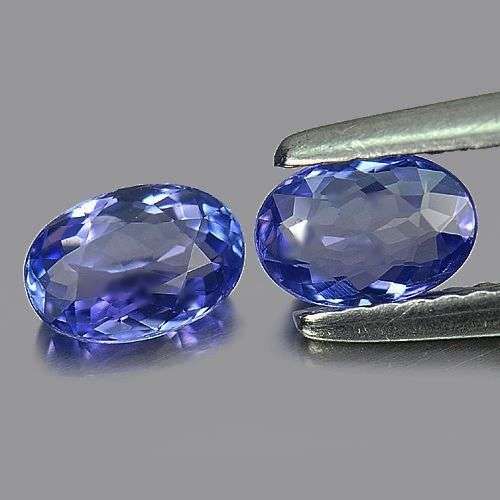 ABSOLUTELY GORGEOUS PAIR!!  1.84CT.  (2 PCS.)  OVAL FACET 100% NATURAL FIRE BLUE TANZANITE