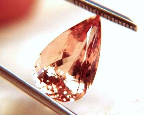 ABSOLUTELY OUTSTANDING 3.16CT. TEARDROP 100%  NATURAL STUNNIG SALMON PINK MORGANITE