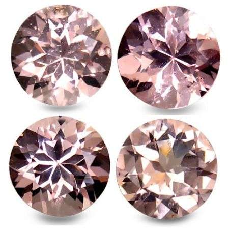 STUNNING LOT!   2.02CT. (4 PIECES) ROUND FACET CALIBRATED SIZE (5 x 5 mm) PINK MORGANITES