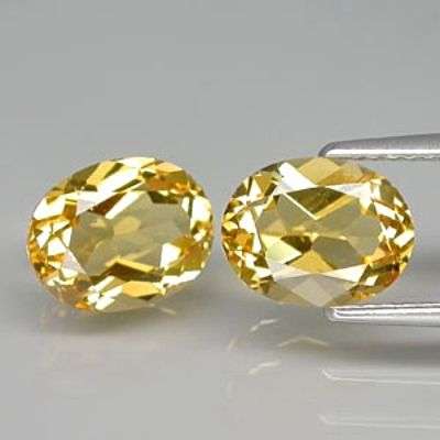 3.40CT. PAIR OVAL FACET 100% NATURAL GOLDEN YELLOW BERYL