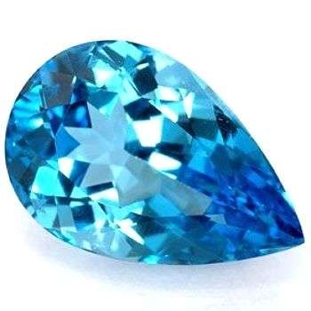 SELLERS OF FINE QUALITY GEMS! REALLY OUTSTANDING  3.36CT. PEAR FACET TOP LUSTER SWISS BLUE TOPAZ