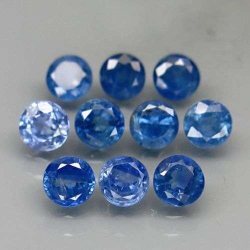 FABULOUS LOT 2.90CT. (10PCS) ROUND FACET  100% NATURAL 3.7 mm. KANCHANABURI SAPPHIRES