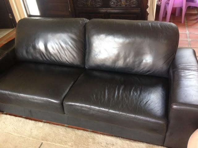 Black Leather Couch - 3 Seater