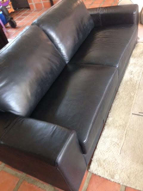 Black Leather Couch - 3 Seater