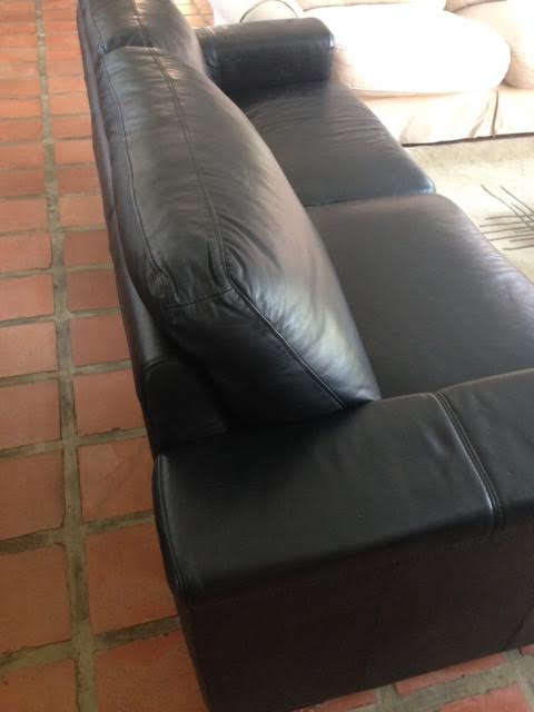Black Leather Couch - 3 Seater