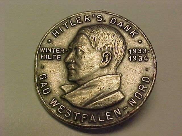 WWII Nazi German ADOLF HITLER DANK Badge Silver