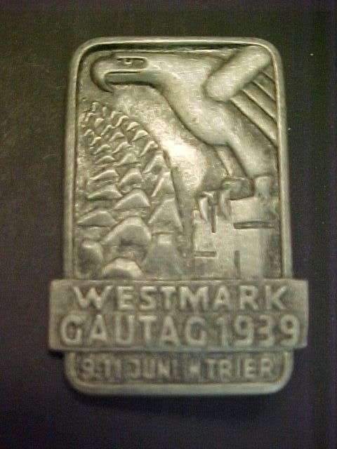 WWII Nazi German WESTMARK GAUTAG Badge R10 NO RESERVE!