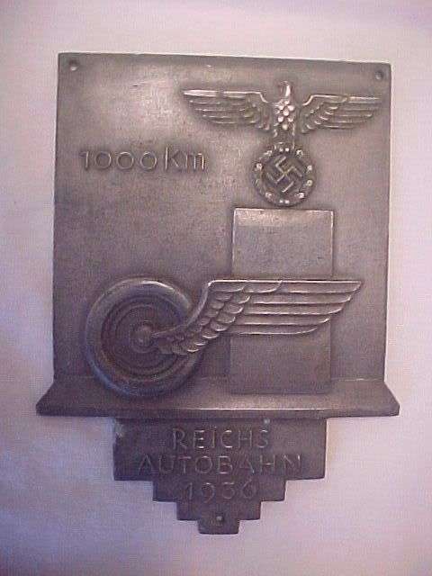 WWII German 100000 KM Autobahn Wall Plaque R10 NO RESERVE!