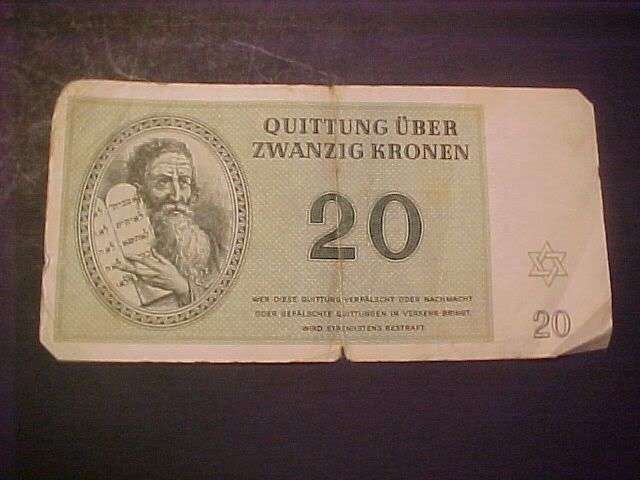 Jewish Concentration Camp Ghetto Currency THERESIENSTADT 1943