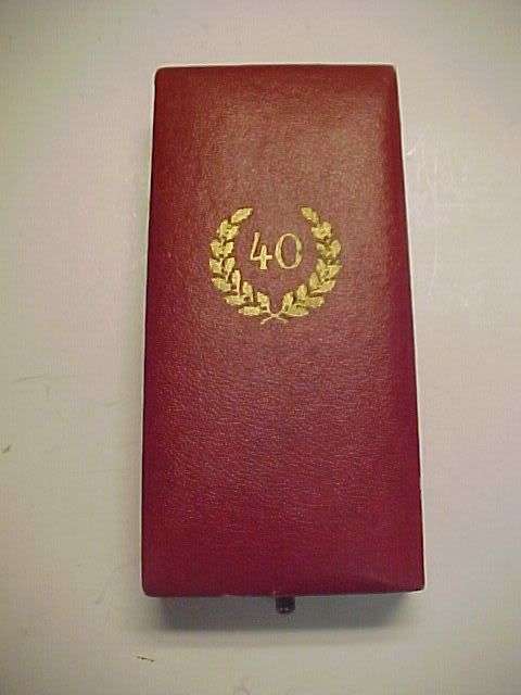 WWII Nazi German 40 Year BOXED/CASED True Service Medal GOLD