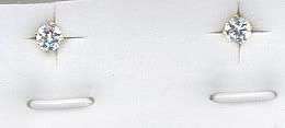3mm BRILLIANT WHITE Ladies Elegance Cubic Zerconia Stud Earring 9ct GOLD