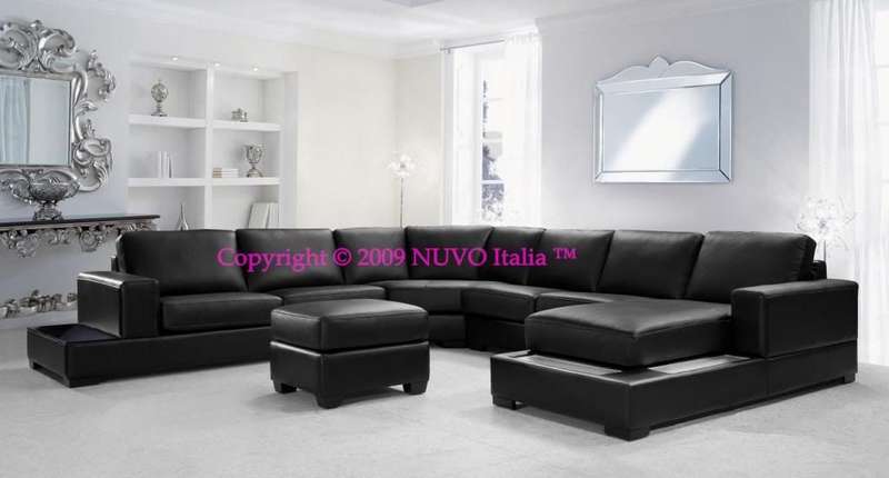 Genuine Leather Lounge Suite J Shaped Corner - Brown, Latte, White Available + LED Lights