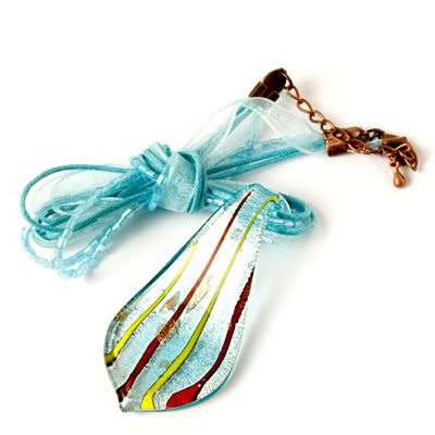 ** BUY 3 GET 1 FREE ** Murano Lampwork Glass Leaf Pendant Necklace