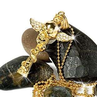 OR032 Rock Fashion Swarovski Crystal 18K Gold Plated Skull Pendant with Necklace Chain