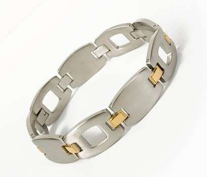 OR047 Men's Stainless Steel Bracelet with 18K gold