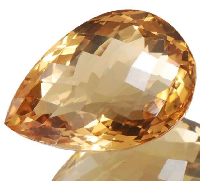 10.75cts Golden Yellow Brazil Madeira Citrine Gemstone - VVS/IF - Pear Cut