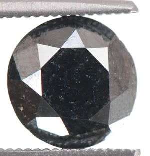 1.64cts Round Cut Natural India Black Diamond with IGI, GIA Accredited Laboratory Certification