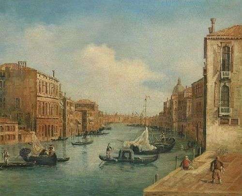 AT THE ENTRANCE OF THE GRAND CANAL OF VENICE BEAUTIFUL OIL PAINTING ON CANVAS 30X40CM SIGNED