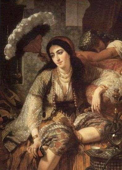 WOMEN OF ALGIERS IN THEIR APARTMENT ORIENTALIST PAINTING OIL ON CANVAS SIGNED BY MICHEL CERA