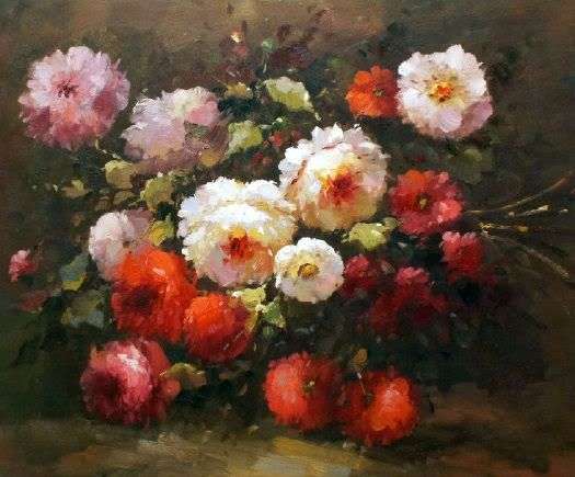 R1 NO RESERVE BEAUTIFUL BOUQUET OF FLOWERS OIL PAINTING ON CANVAS SIGNED BY THE ARTIST