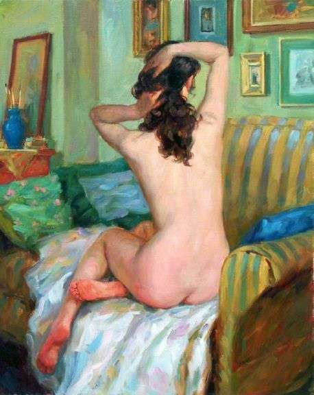 THE NUDE MODEL, 90X60 CM, A MUST HAVE PAINTING, SIGNED MARC DUPUIS
