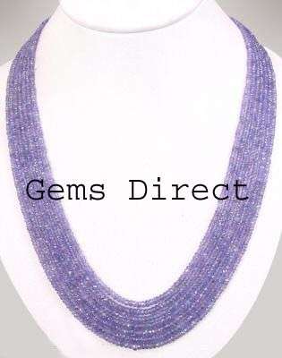 DESIGNER 7 STRAND TANZANITE GEMSTONE BEADS NECKLACE!!