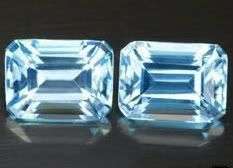 A PAIR OF 9x7mm OCTAGON-CUT SWISS-BLUE TOPAZ GEMS - 5.65Cts - 100% Money back guarantee!!