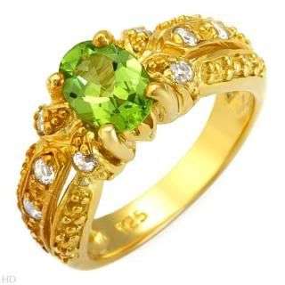 Wonderful Ring With 2.16ctw Precious Stones - Genuine Peridot and Topazes Made in 18K/925 Gold plate