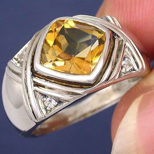 STUNNING VVS YELLOW CITRINE  & TOPAZ  STERLING SILVER RING
