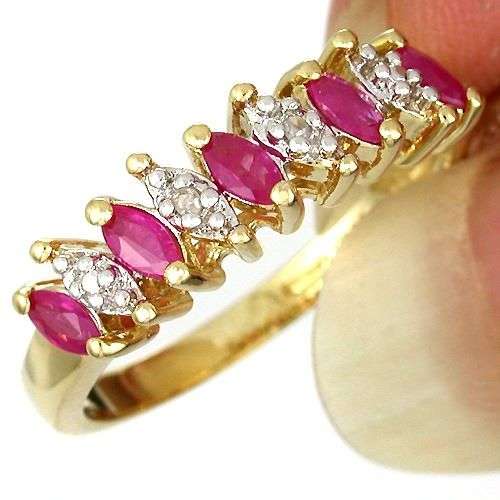 NATURAL RUBY 18k GOLD PLATED SILVER RING
