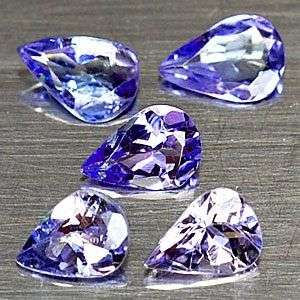 1.10 Cts Violet Tanzanite Pear 5x4mm 5 Piece Lot . No Reserve! Top class!