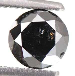 Stunning! 0.75 Cts Natural Round Brilliant Cut India Black Diamond - 100% Natural
