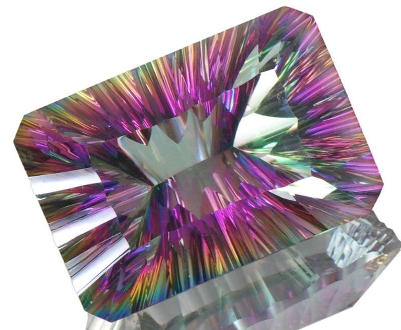 Enormous!!! 126.65cts Concave-Laser Cut Flawless Mystic Quartz Gemstone