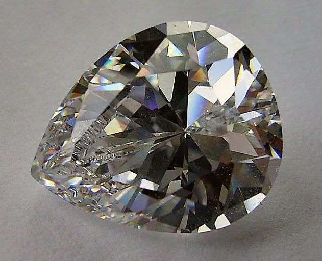 HUGE 6 Cts Pear shaped Lab Created Flawless Diamond Simulate - Russian!