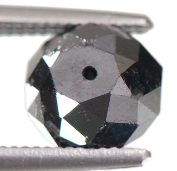 CERTIFIED!!! 1.58cts Natural India Black Diamond Loose Bead