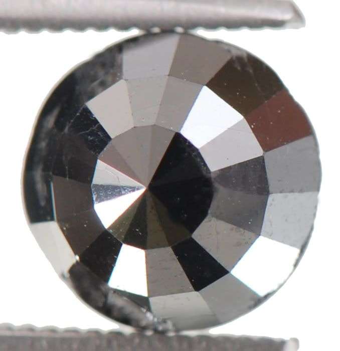 1.83cts Rose-Round Cut Natural India Black Diamond with Accredited Laboratory Certification