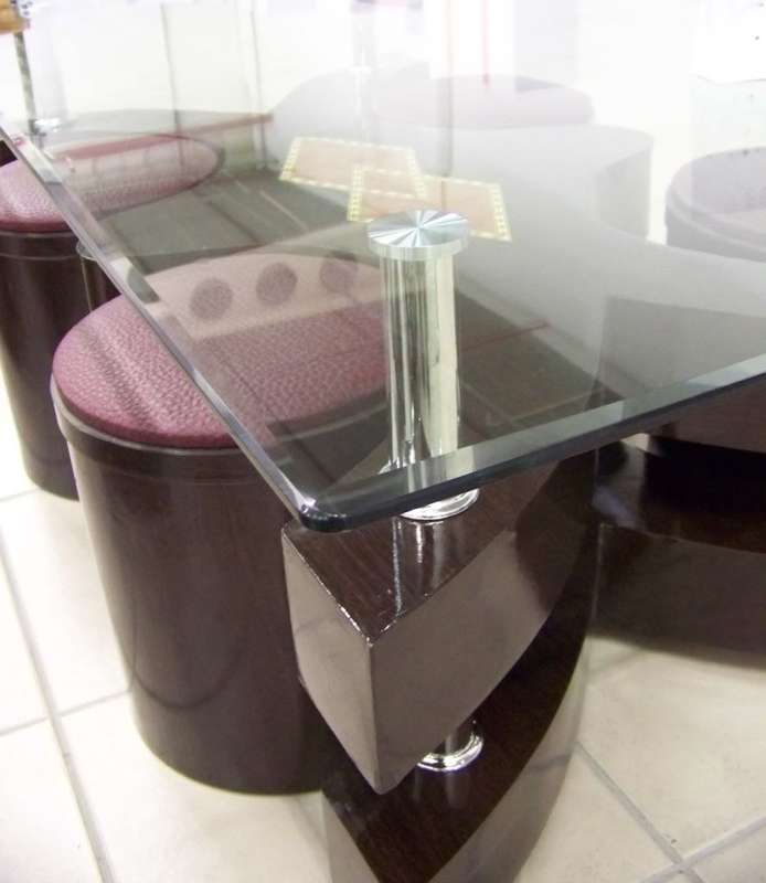 NEW GLASS TOP COFFEE TABLE WITH LEATHER FOOTRESTS