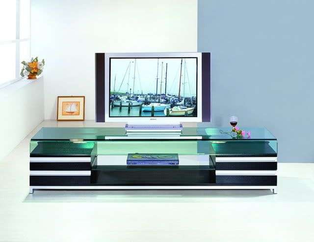 THE MOST AWESOME PLASMA TV STAND - THICK TEMPERED GLASS AND BEAUTIFUL WOOD COMINATION