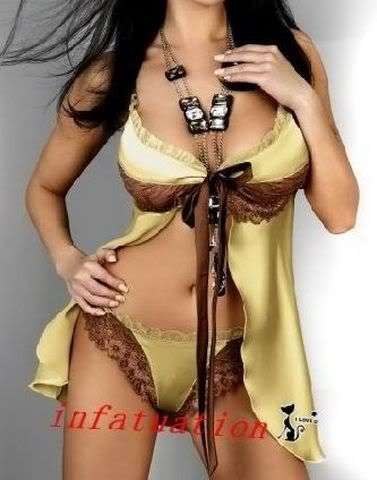 SEXY Gold & Brown LACE-UP BABYDOLL LINGERIE + Panty