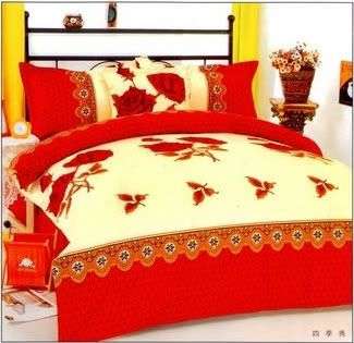 Red & Cream 6 Pc Duvet set