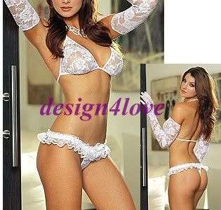 Sexy Lingerie Embroideried Bikini Set with Glove