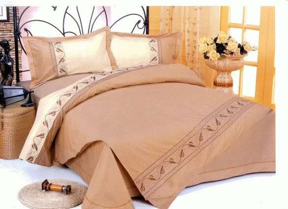 Sandy Brown 6 Pc Embroidered Duvet Set