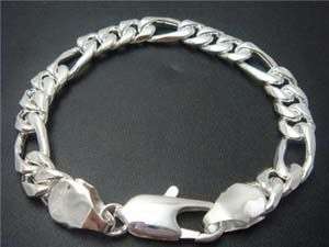 STUNNING FLAT STERLING SILVER FIGARO BRACELET!!